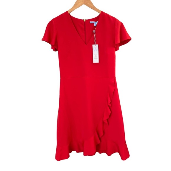 Draper James Red V-Neck Ruffle Mini Dress - Picture 4 of 9